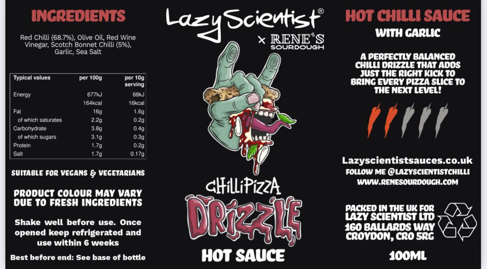 Lazy Scientist x Rene's Sourdough Chilli Pizza Drizzle Hot Sauce - 100ml