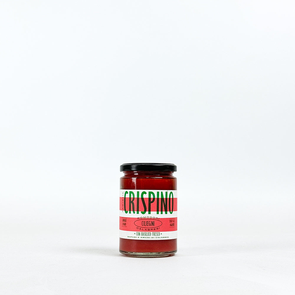 Famiglia Crispino Calabrian Peeled Cherry Tomatoes With Fresh Basil - 350g