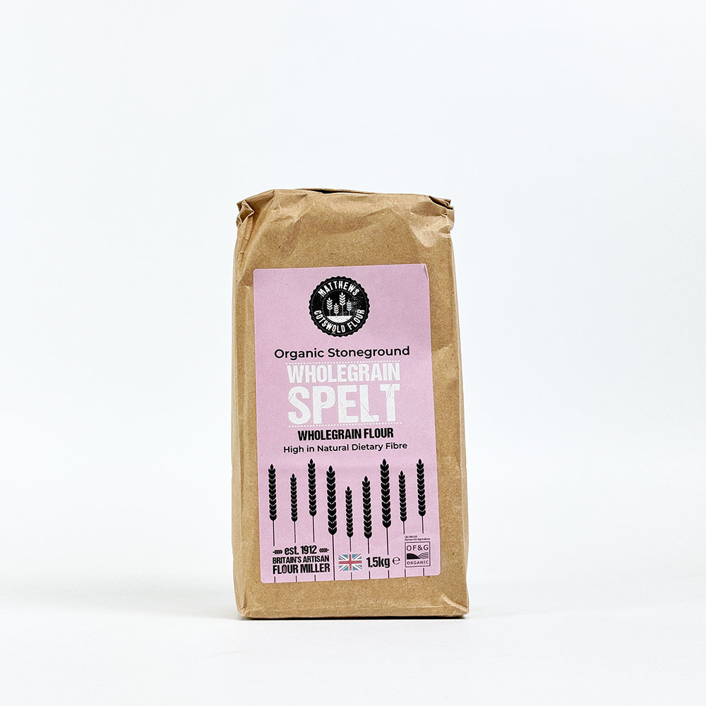 Matthews Cotswold Organic Stoneground Wholegrain Spelt Flour 1.5kg, 4.5kg & 7.5kg