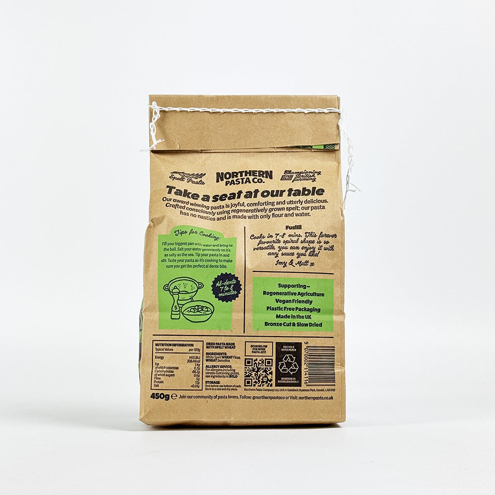 Northern Pasta Co. Fusilli Artisan British Spelt Pasta - 450g