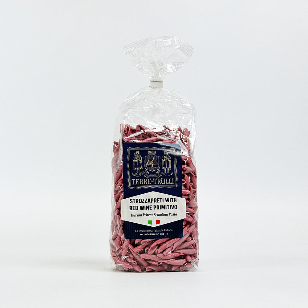 Terre Dei Trulli Italian Artisanal Strozzapreti Pasta with Primitivo Wine - 500g